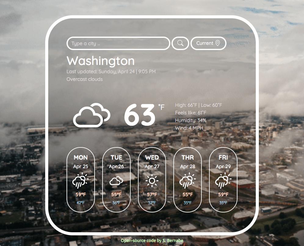 Vanilla JS Weather App preview